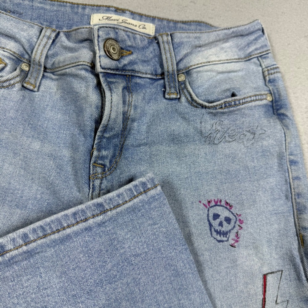 Mavi Jeans Co Ada Boyfriend Light Wash Graphic Print Embroidered Denim Jeans